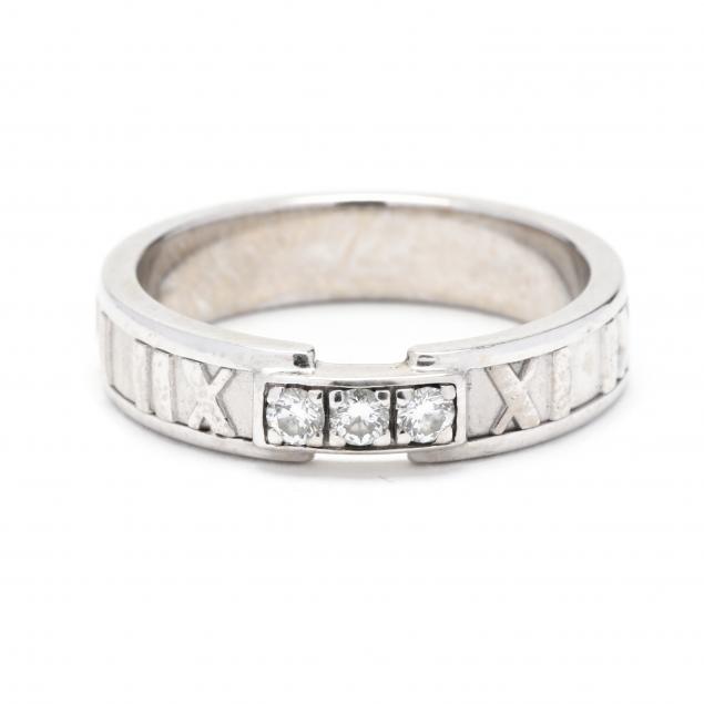 Appraisal: White Gold and Diamond Atlas Ring Tiffany Company White gold