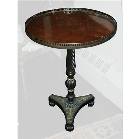 Appraisal: Regency Style Part Ebonized Bone Inlaid Side Table Estimate -