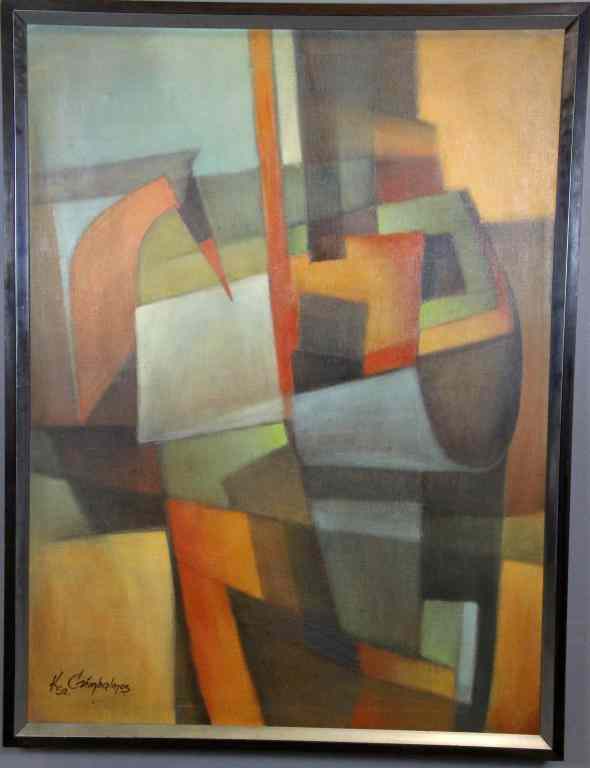 Appraisal: Kalman Czimbalmos Oil Painting On CanvasDepicting an abstract painting in