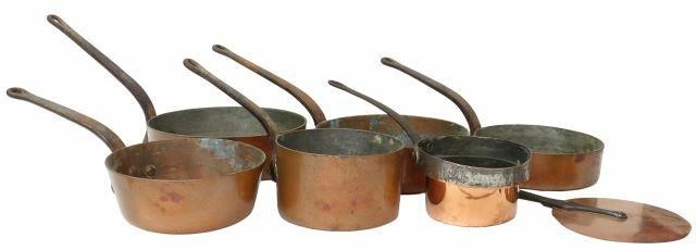 Appraisal: lot of French copper graduated saucepans all with single iron