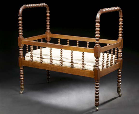 Appraisal: American Elizabethan-Style Walnut Spool-Turned child's Crib mid- th century each