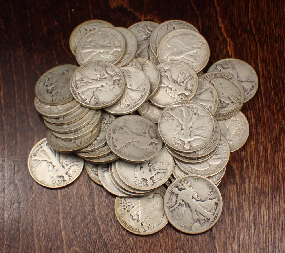 Appraisal: U S WALKING LIBERTY SILVER HALF DOLLAR COLLECTION coins mixed