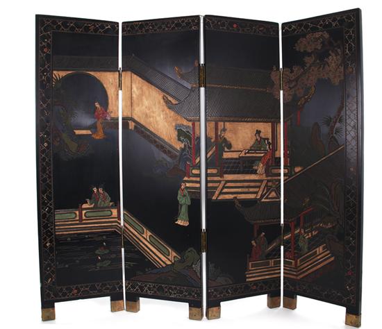 Appraisal: Chinese coromandel style four-panel table screen H W Provenance Estate