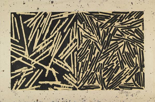 Appraisal: Contemporary Prints and Multiples Untitled Woodcut in black and white