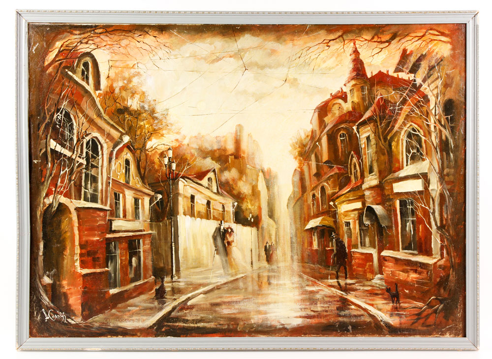 Appraisal: - Russian School Cityscape O C Russian school cityscape oil