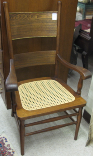 Appraisal: THREE ANTIQUE OAK ARMCHAIRS American late th century including spindle-back