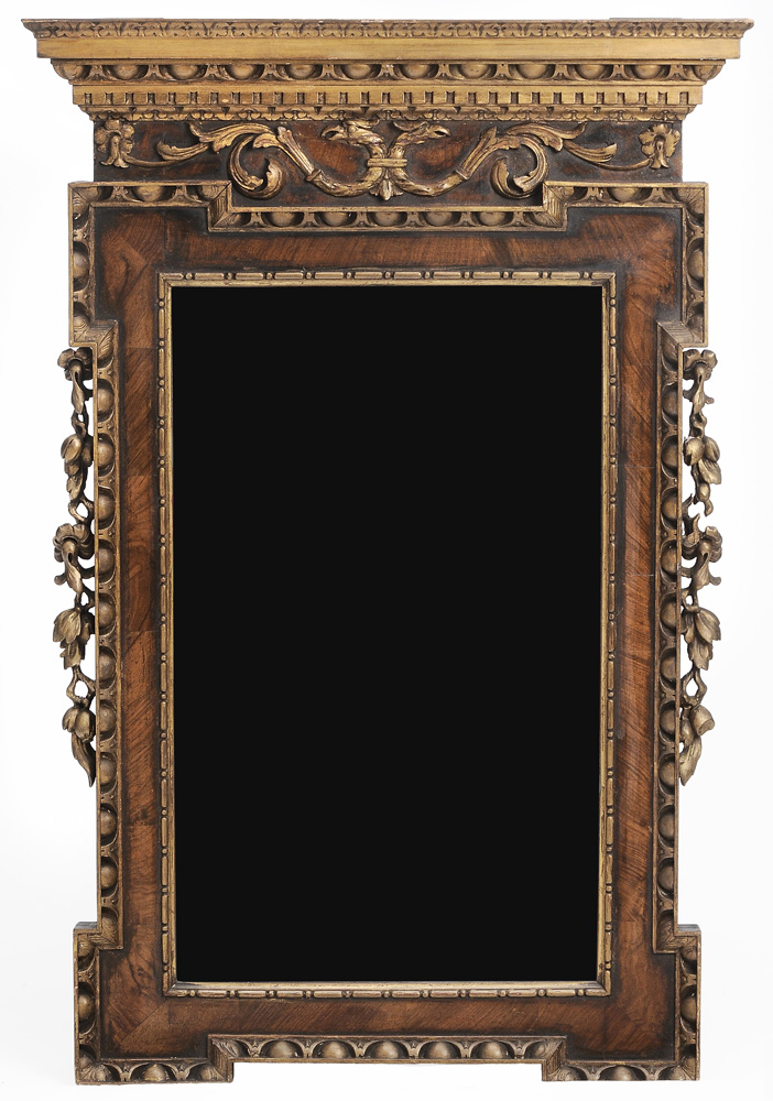 Appraisal: Chippendale Style Parcel Gilt Walnut Mirror British th century frieze