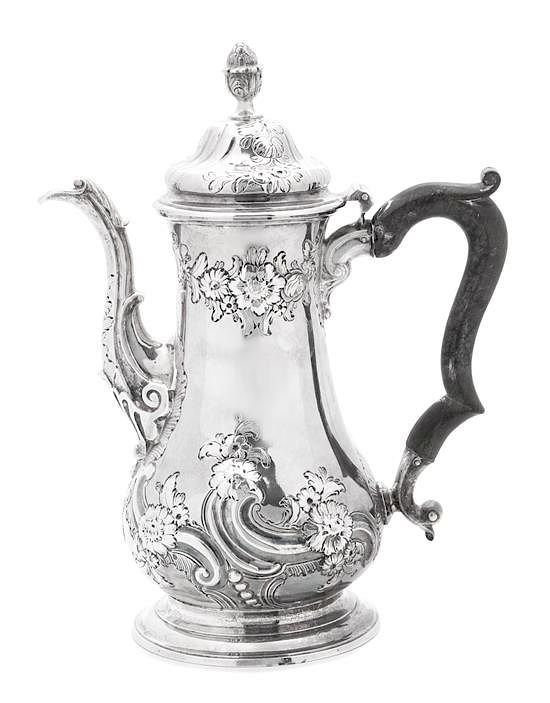 Appraisal: An English Silver Coffee Pot Unknown Maker London - of