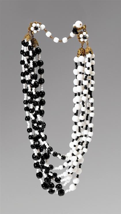 Appraisal: Miriam Haskell black and white bead necklace Seven stranges of