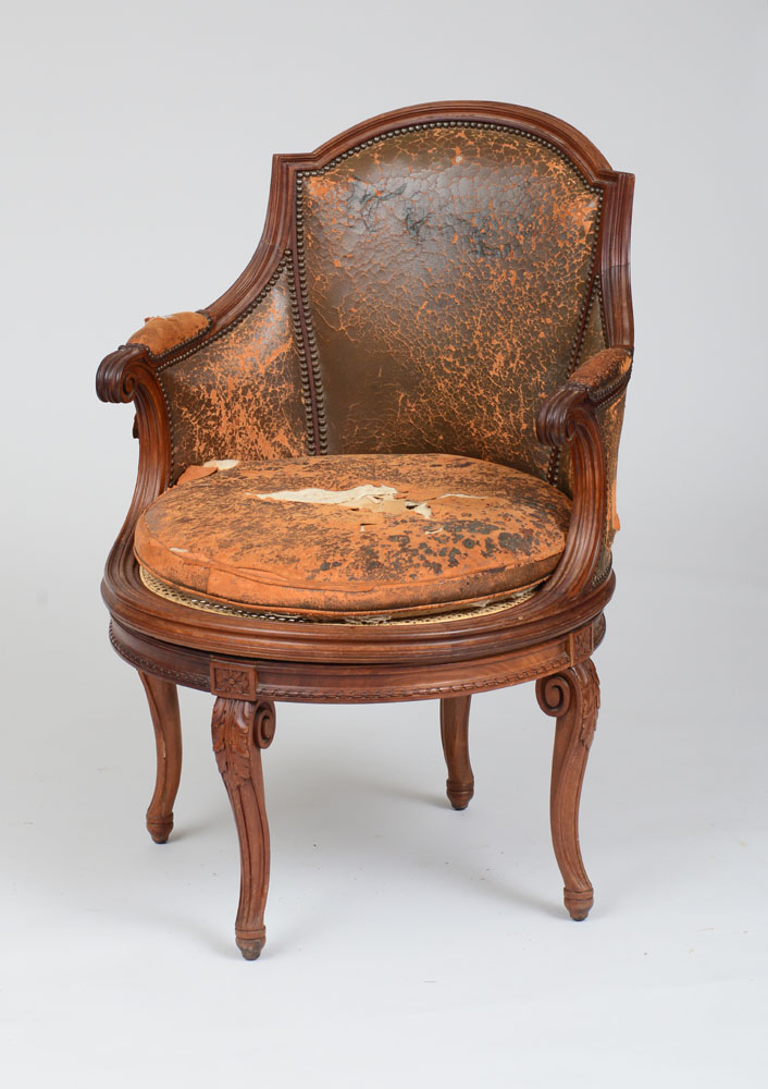 Appraisal: LOUIS XVI STYLE CARVED MAHOGANY BERG RE DE BUREAU IN