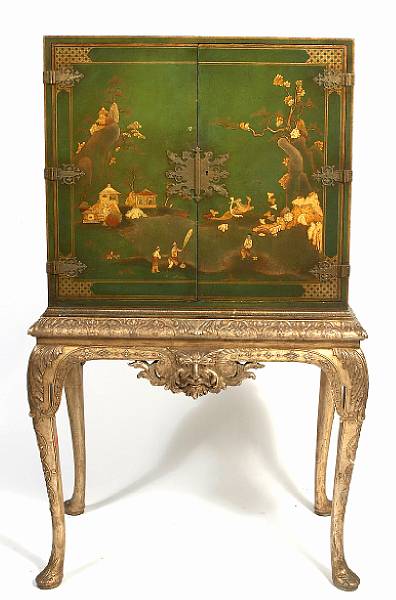 Appraisal: A Japanned cabinet on stand height ft in width in