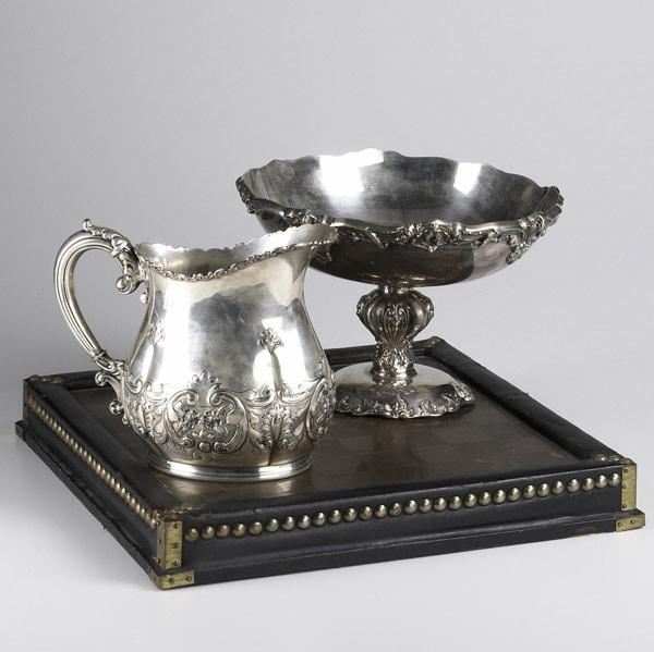 Appraisal: DECORATIVE GROUPING Three pieces include Reed Barton silver plated Wilcox