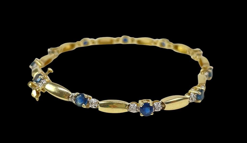 Appraisal: K Diamond Blue Stone BraceletTotal Weight g