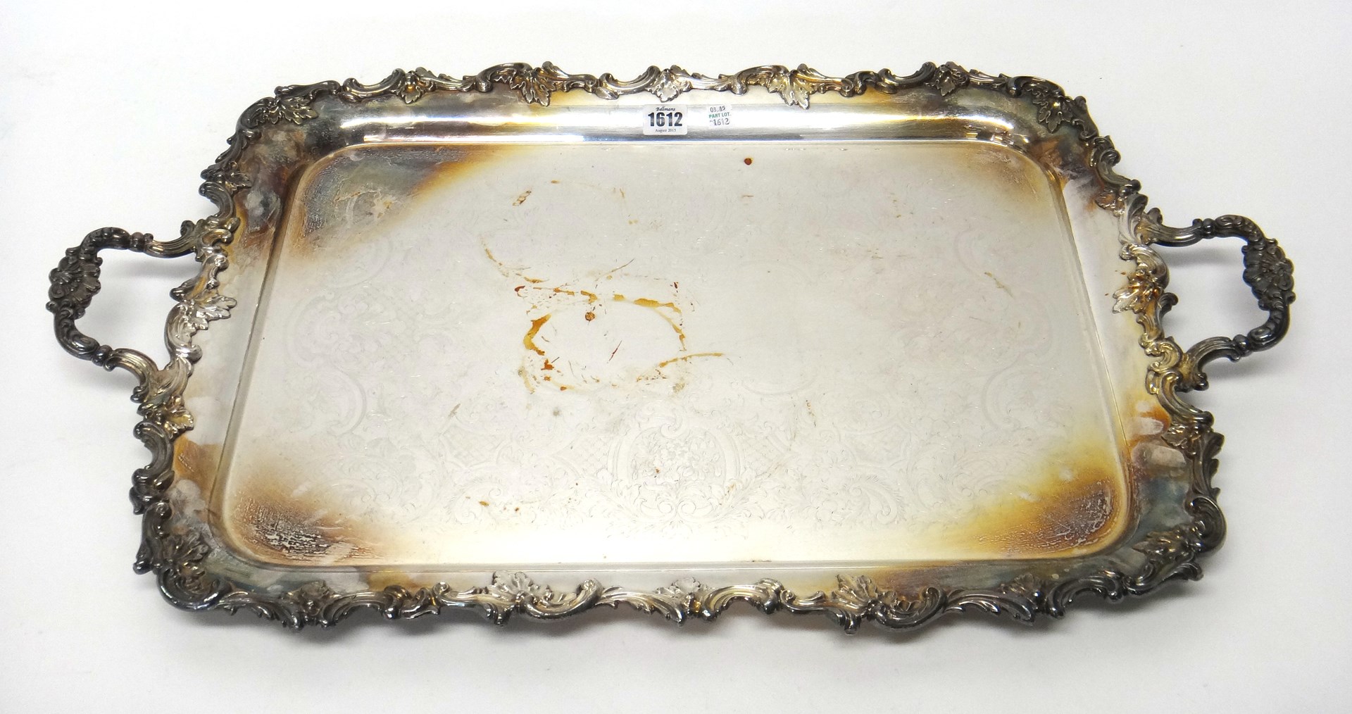 Appraisal: Plated wares comprising a shaped rectangular twin handled tray decorated