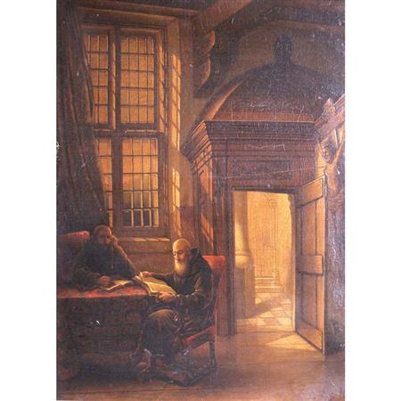 Appraisal: Dutch School th Century Monks in a Scriptorium Estimate -