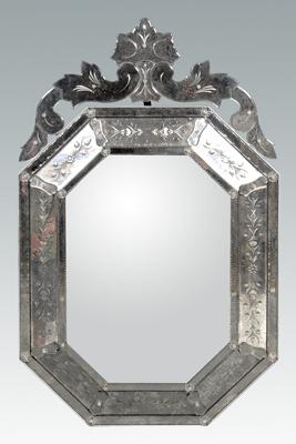 Appraisal: Venetian style mirror framed mirror octagonal beveled central plate with