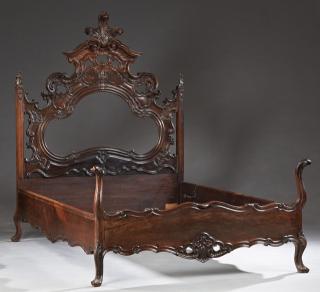 Appraisal: Louis XV Style Carved Mahogany Bed early th c the