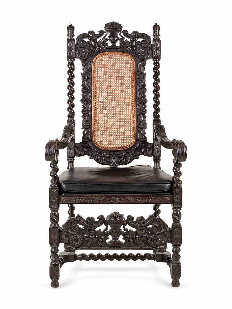 Appraisal: A Renaissance Revival Walnut Open Armchair A Renaissance Revival Walnut