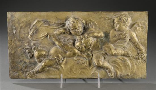 Appraisal: Bronze plaque of Putti th century x