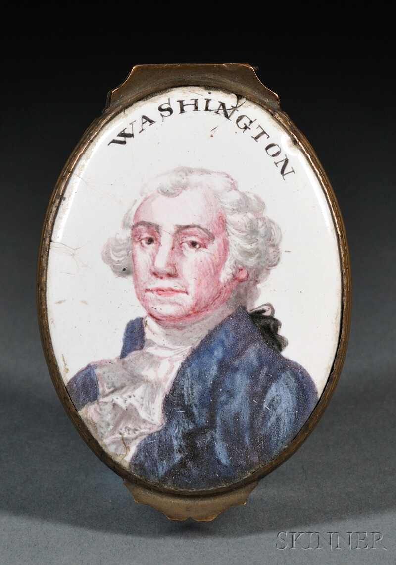 Appraisal: English Enamel Snuff Box with Portrait of George Washington possibly