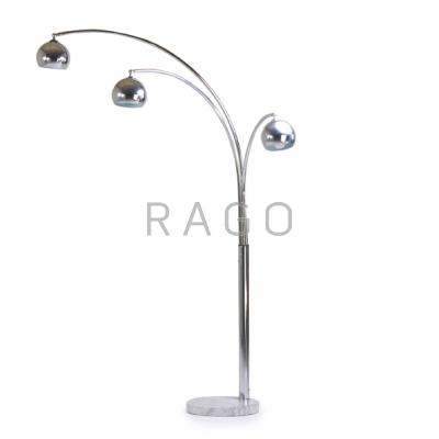 Appraisal: ITALIAN Three-arm spray lamp s Chromed steel marble Stamped Made