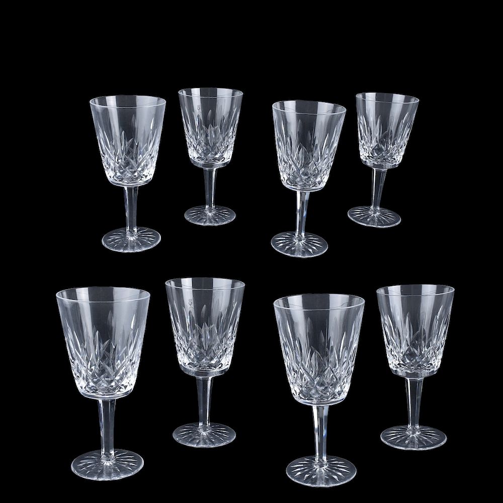 Appraisal: Eight Waterford Crystal Lismore Goblets Set of Eight Waterford Crystal