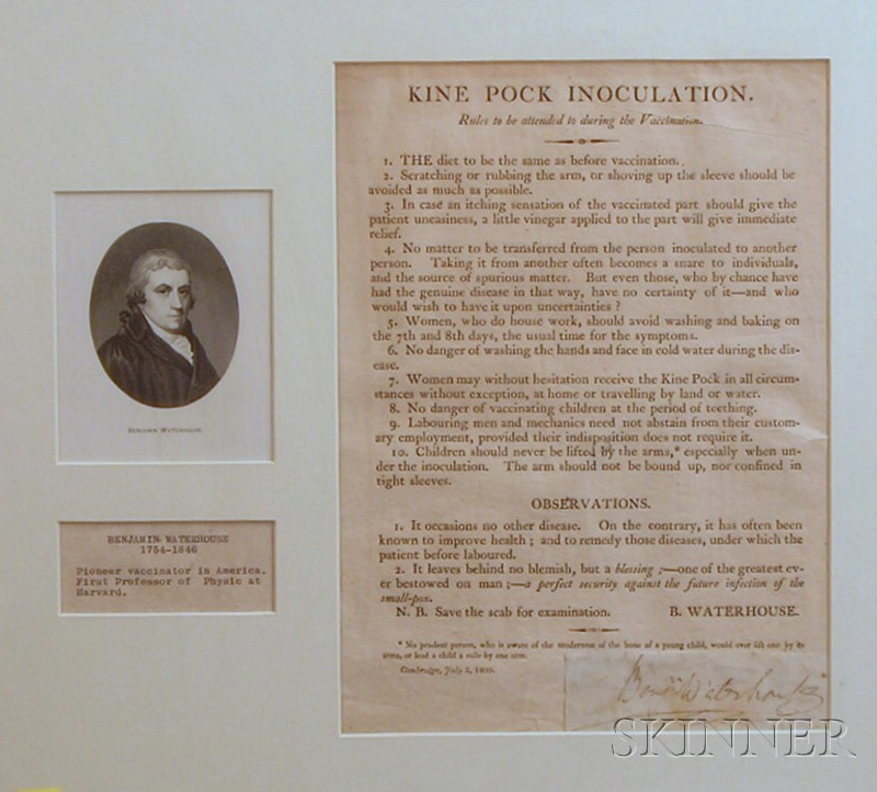 Appraisal: Waterhouse Benjamin - Large clipped signature with printed broadside undated