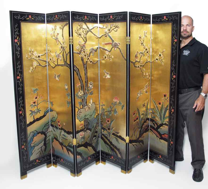 Appraisal: PANEL CHINESE COROMANDEL SCREEN One side with gilt scene of