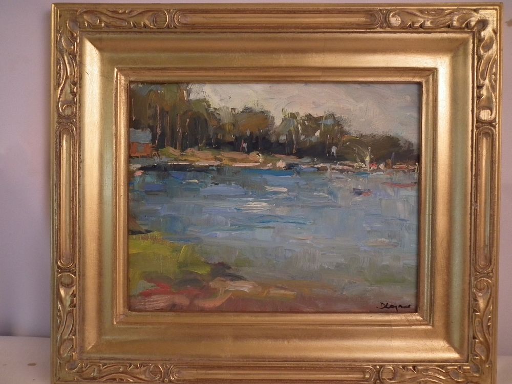 Appraisal: DAVID LAZARUS POLPIS PAINTING Impressionist oil painting of Nantucket harbor