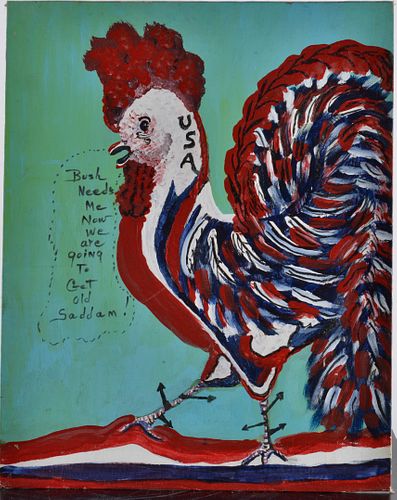 Appraisal: PAINTING OF ROOSTER COCKcock fighting rooster Paint on artist board