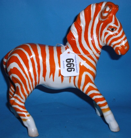 Appraisal: Rare Beswick Zebra decorated in Satin Matt Orange White colouway