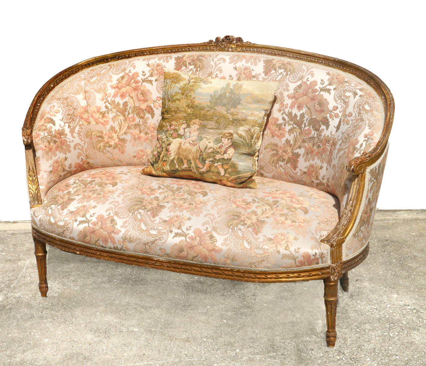 Appraisal: FRENCH GILT CARVED CANAPE Gilt French settee circa having a