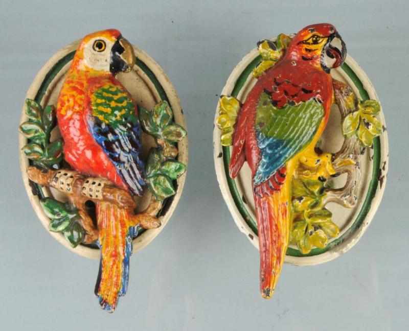 Appraisal: Lot of Cast Iron Parrot on Perch Doorknockers Description Nice