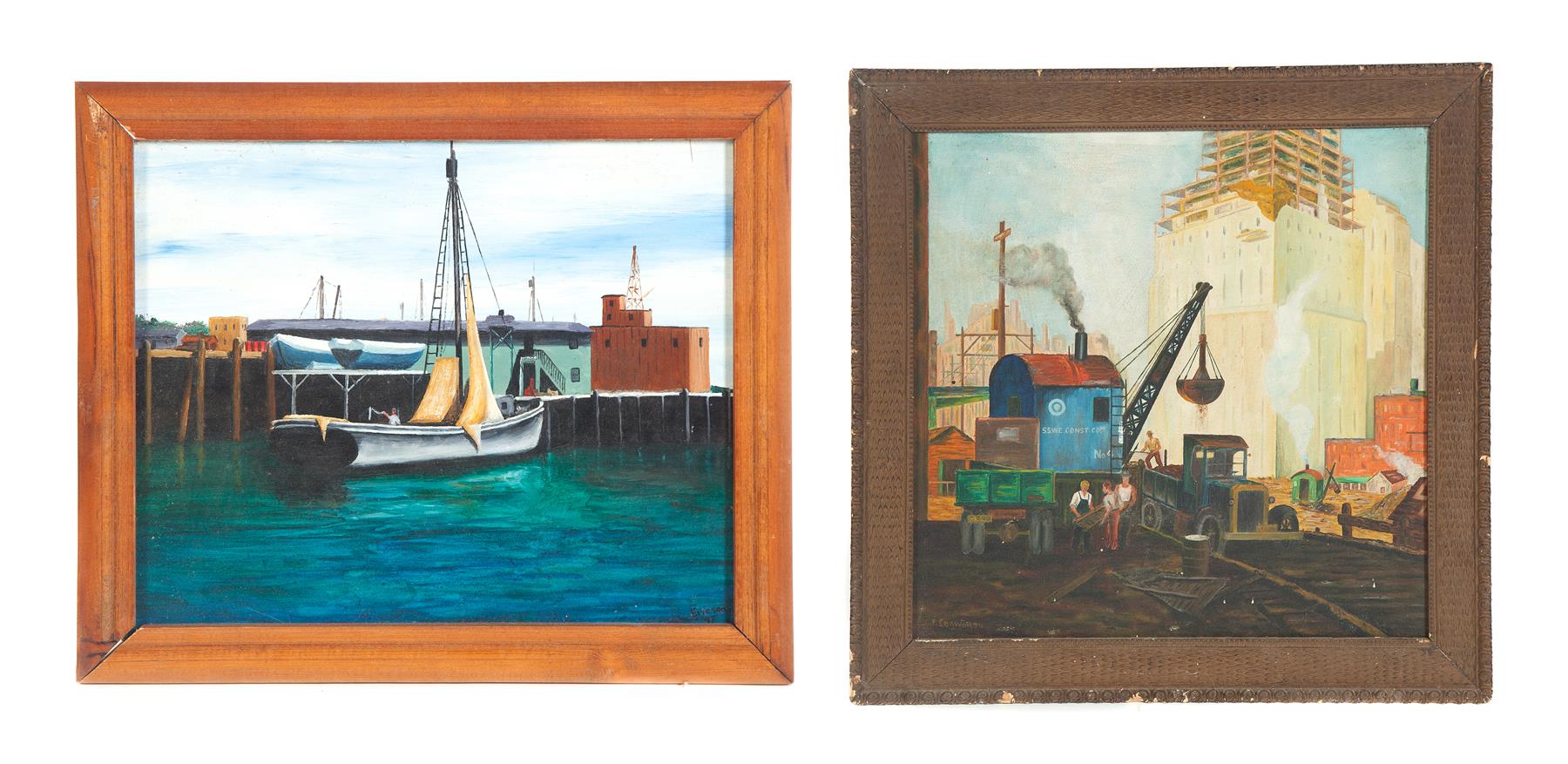 Appraisal: TWO PAINTINGS American st half- th century Oil on artist