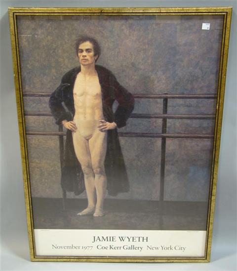 Appraisal: JAMIE WYETH RUDOLF NUREYEV Poster x in sight Framed November