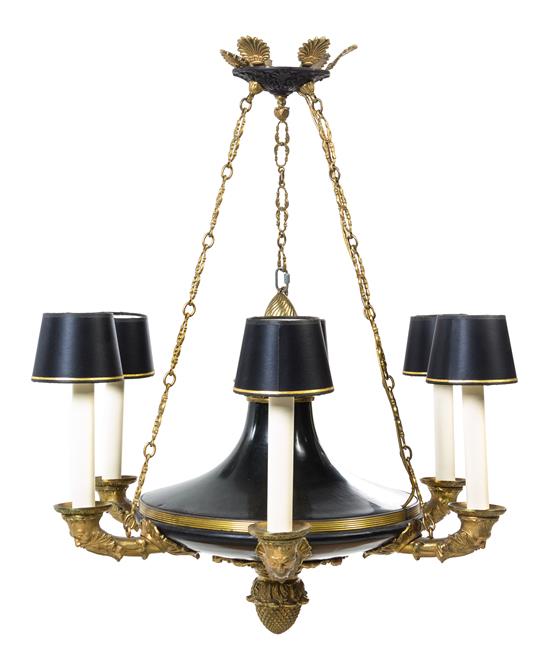 Appraisal: Sale Lot An Empire Style Six-Light Gilt and Patinated Bronze