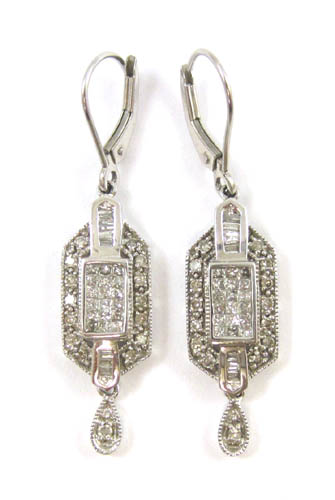 Appraisal: PAIR OF DIAMOND AND WHITE GOLD EARRINGS Each k gold