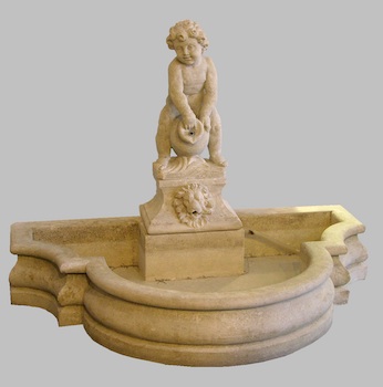 Appraisal: A Handsome Garden Fountain A handsome aggregate garden fountain with