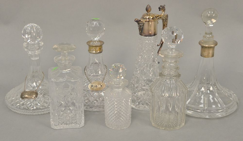 Appraisal: Seven crystal carafes with stoppers to include Waterford Seven crystal