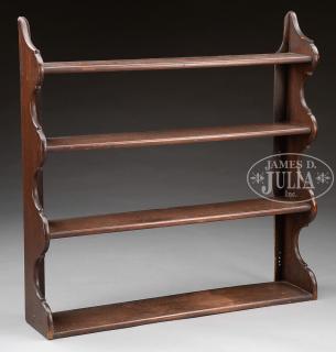 Appraisal: WALNUT FOUR-TIER HANGING WALL SHELF Mid th century New England