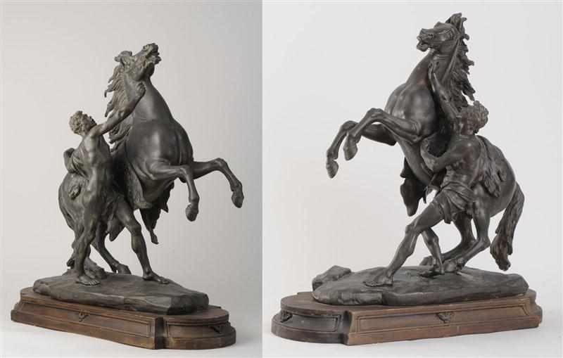 Appraisal: AFTER COUSTEAU THE MARLEY HORSEMAN A PAIR Each modeled with