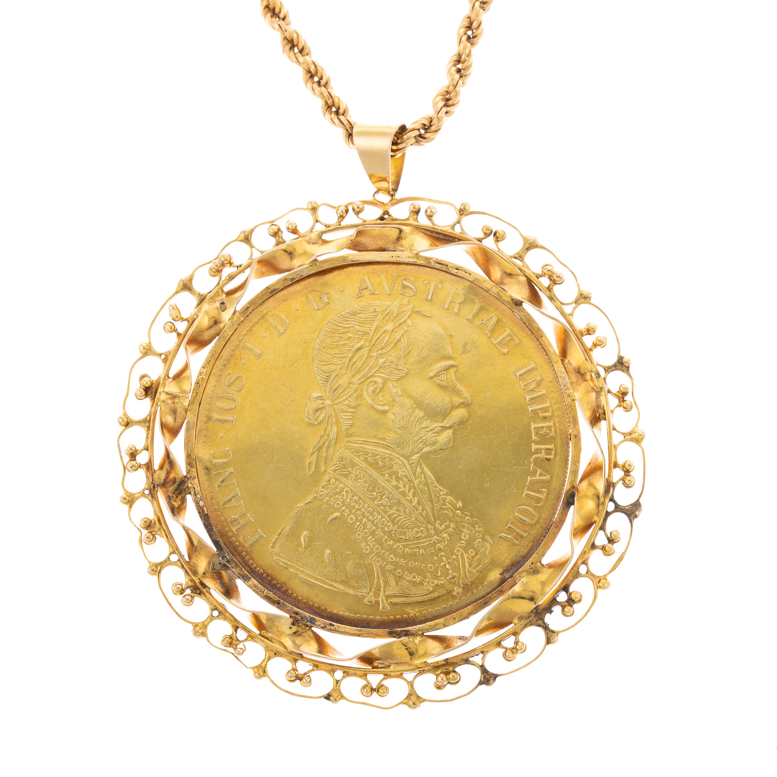 Appraisal: AN AUSTRIAN FINE DUCAT PENDANT IN K Austrian fine Ducat