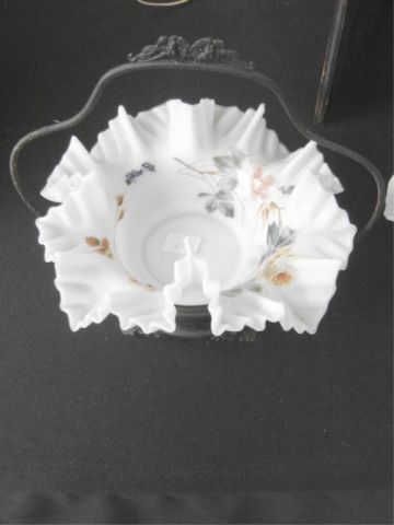 Appraisal: HAND PAINTED CUSTARD GLASS BRIDES BASKET