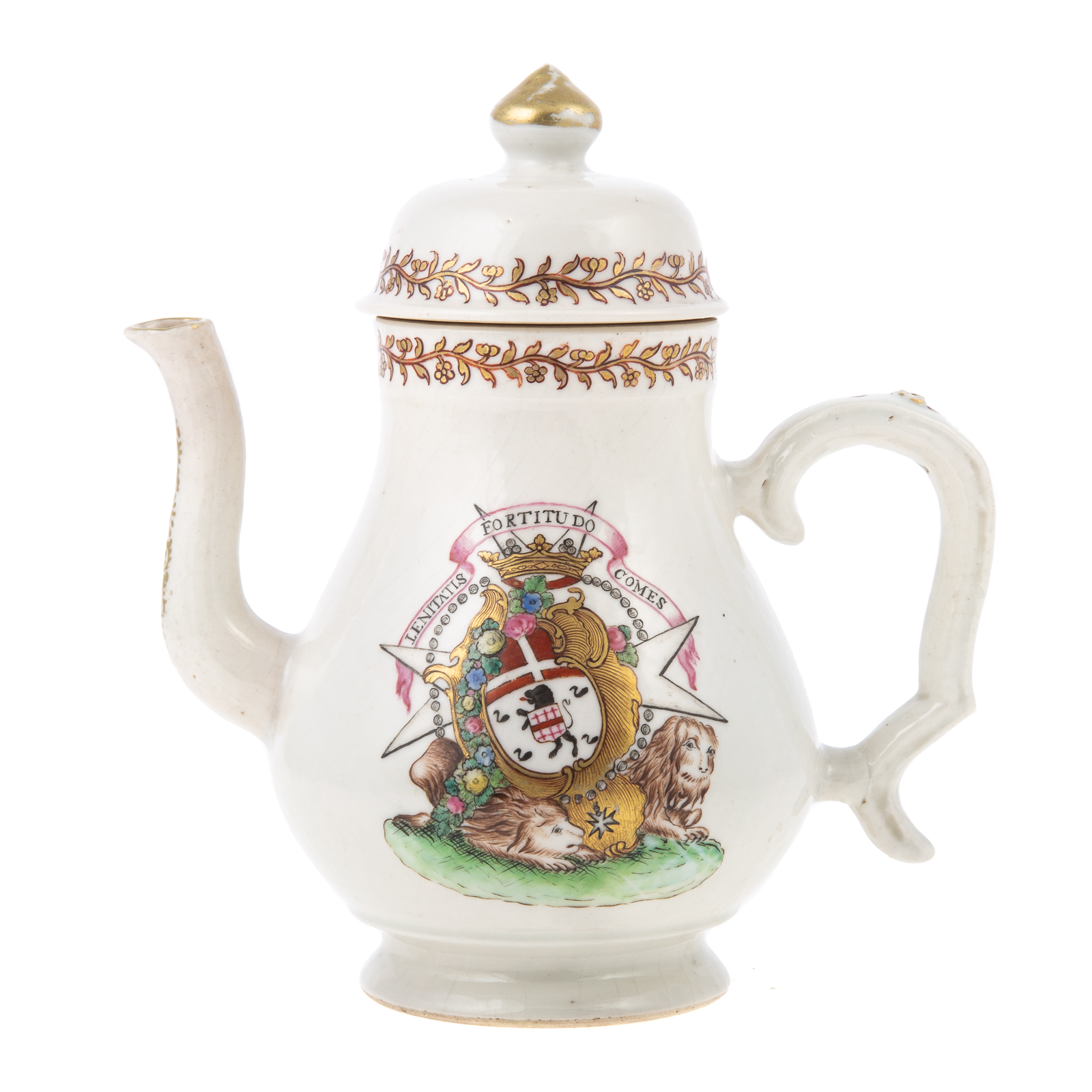 Appraisal: FRENCH MARKET CHINESE EXPORT ARMORIAL COFFEE POT Qianlong - Jiaqing