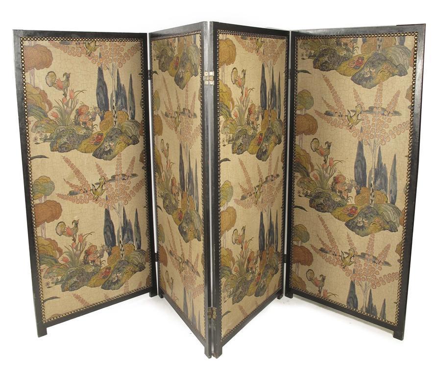 Appraisal: A painted wood frame four fold screen