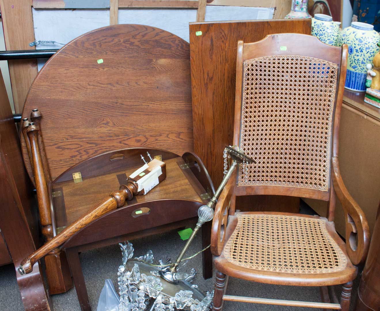 Appraisal: Assortment of furniture including cane-seat rocker butler's tray table and