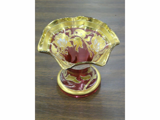 Appraisal: RUBY VASE W GOLD OVERLAY