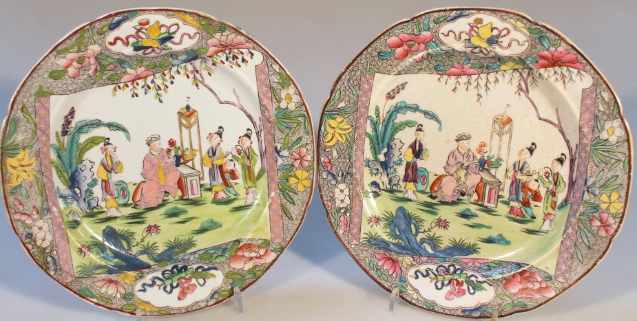 Appraisal: Two early Masons ironstone china plates with Chinese scroll pattern