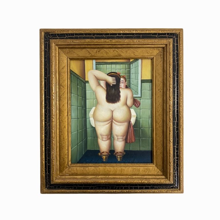 Appraisal: Botero Style Painting Botero Style Painting Measures approximately inches high