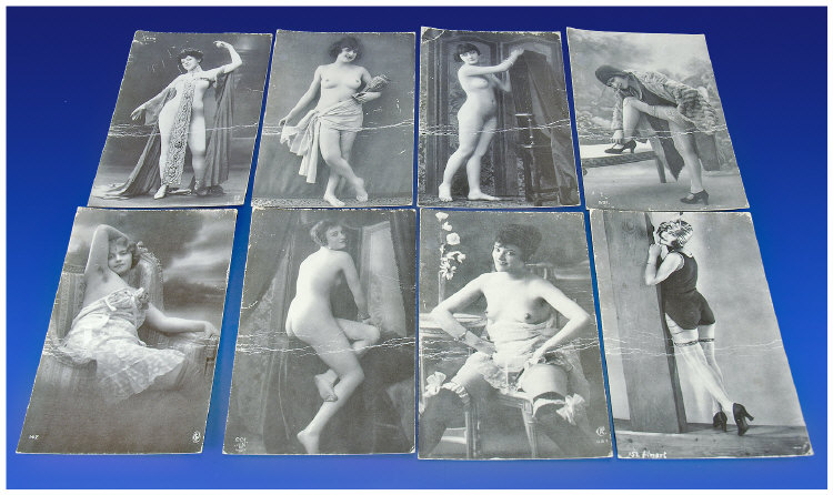 Appraisal: French Black White Postcards Showing Early thC Nudes